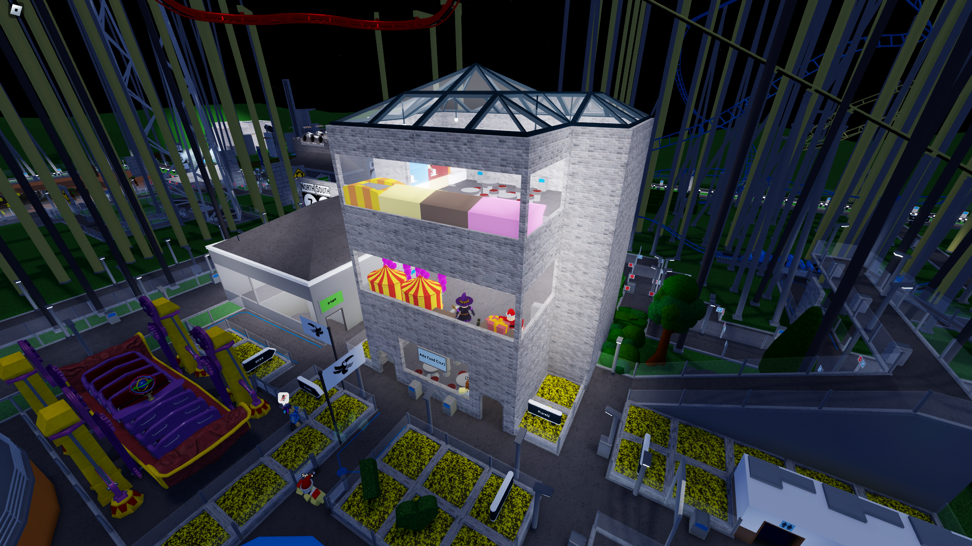 The Alta Food Court (middle) with the Alta Station (left) in the Alta District.